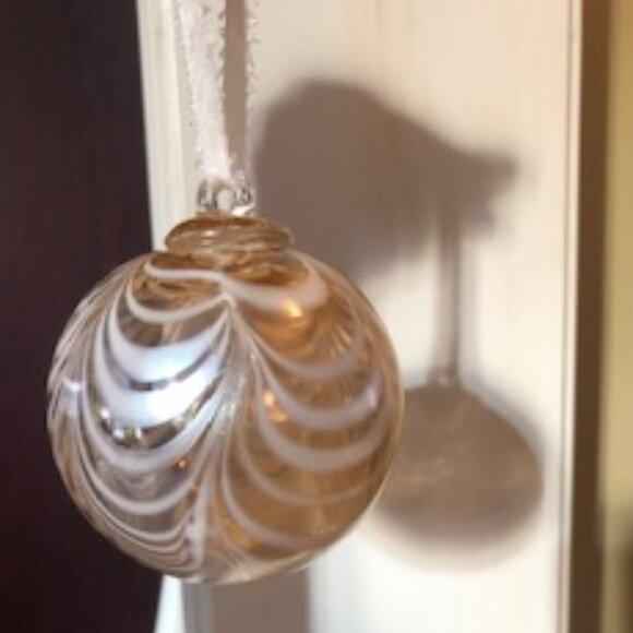 Golden Glass Hanging Ball - 3” - Picture 3 of 3